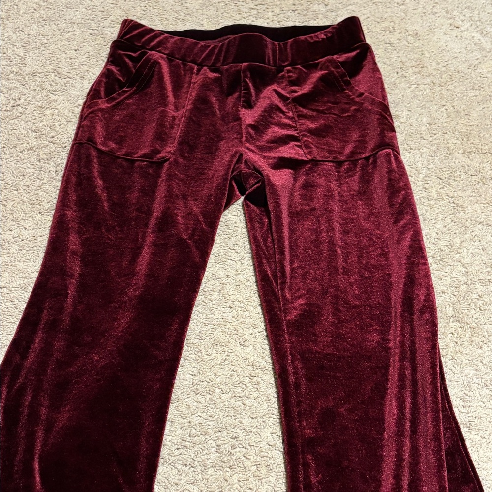 SHEIN Burgundy Velvet Track Pants